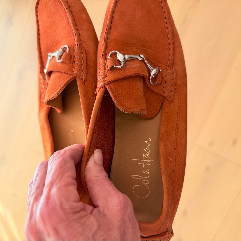 Cole Haan Vibrant Orange Suede Driving Loafers size 6 - Picture 3 of 11